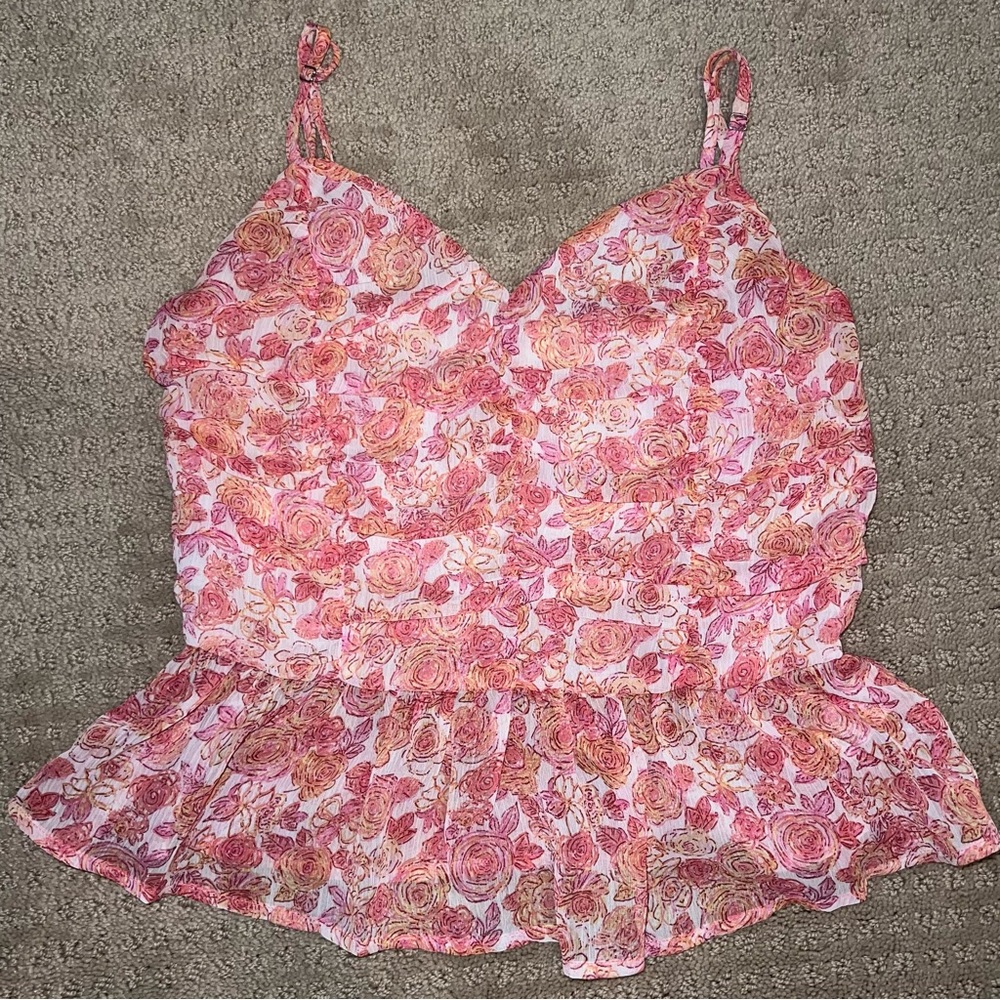 Promesa Floral Tank Top Size Medium Pink